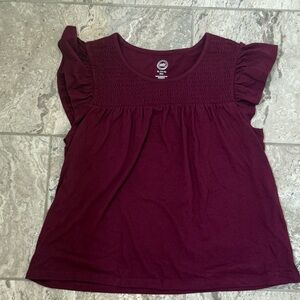 NWT Size XL (14-16) Wonder Nation Burgundy Ruffle Knit Top